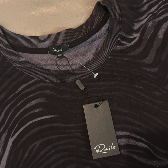 Rails Marlo Charcoal Watercolor Stripe Pullover Sweatshirt XXL $158 - Picture 5 of 8